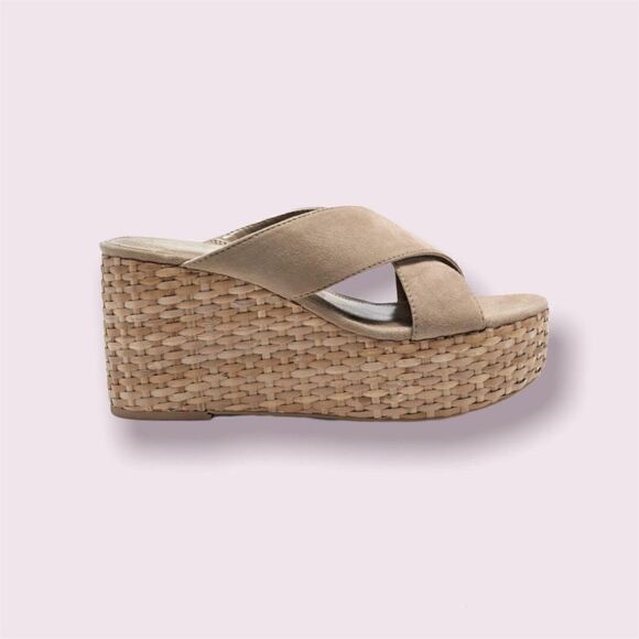 Vince Camuto GREATHEL SLIDE SANDALS Wedge leather size 10 - Picture 1 of 10